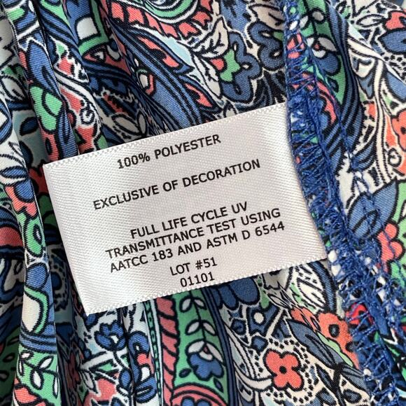 Coolibar Lightweight Midi Dress Medium UPF 50+ V-Neck 3/4 Sleeve Paisley - Picture 5 of 6